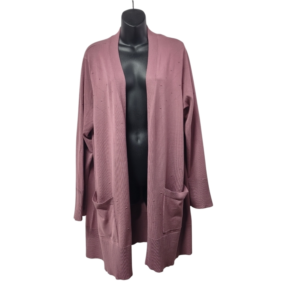Lety & Me Women's Mauve Open Front Long Sleeve Sweater Cardigan Size 2X